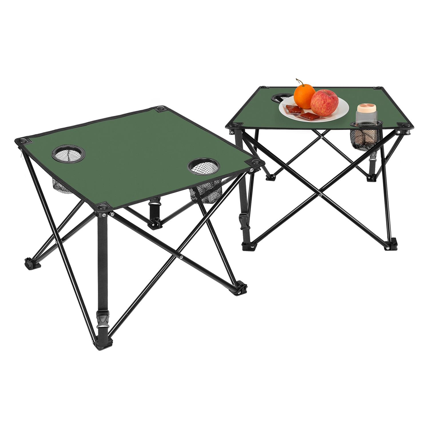 1Pc 2Pc Options Foldable Camping Table Portable Picnic Table Lightweight Travel Desk With 2 Cup Holders Carrying Bag Color Options Black Orange Green Red Blue Navy Blue - Image 11