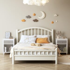 26.77''H Wooden Nightstand With One Drawer One Shelf For Kids, Adults,Gray Silver Handle