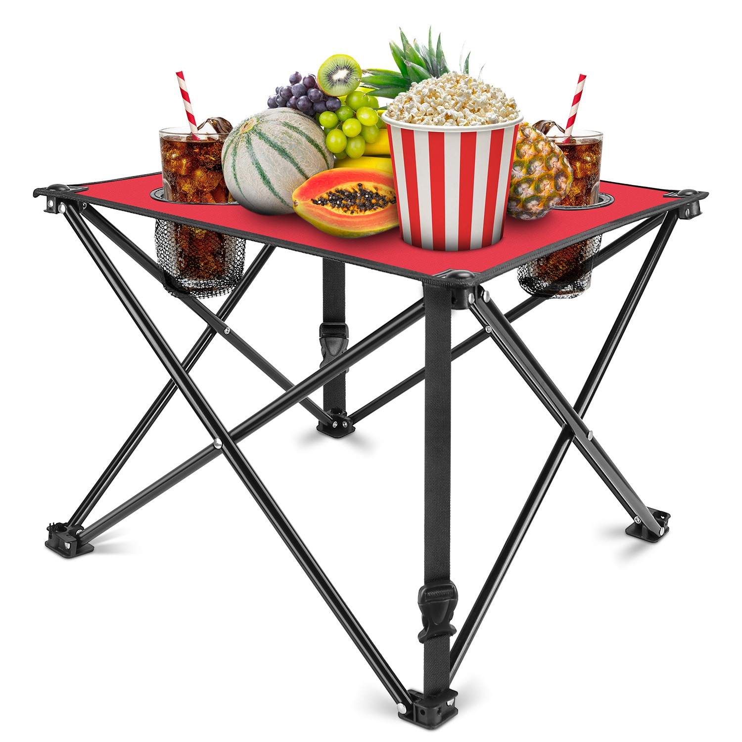 1Pc 2Pc Options Foldable Camping Table Portable Picnic Table Lightweight Travel Desk With 2 Cup Holders Carrying Bag Color Options Black Orange Green Red Blue Navy Blue - Image 26