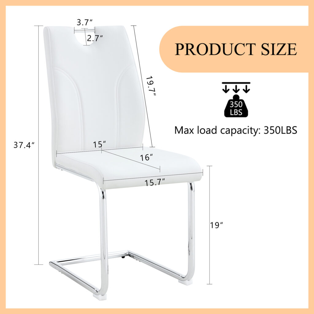 Modern Dining Chairs With Faux Leather Padded Seat Dining Living Room Chairs Upholstered Chair With Chrome Metal Legs Design For Kitchen, Living, Bedroom, Dining Room Side Chairs Set Of 4