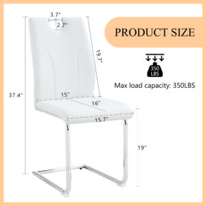 Modern Dining Chairs With Faux Leather Padded Seat Dining Living Room Chairs Upholstered Chair With Chrome Metal Legs Design For Kitchen, Living, Bedroom, Dining Room Side Chairs Set Of 4