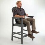 HDPE Bar Height Adirondack Chair With Cup Holder, All-Weather Outdoor Patio Bar Chair With Armrests, 1 Piece Gray