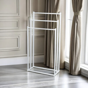 Black White 3 Tier Free Standing Towel Rail Stand Unit Rack Storage Bathroom