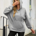 Fisoew Women's Hoodies Oversized Sweatshirts Casual Long Sleeve Side Slit Pullover Tops Fall Winter Outfits With Pocket