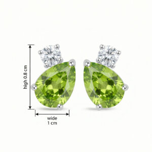 925 Sterling Silver Elegant Pear Cut Peridot and Round CZ Drop Earrings in Sterling Silver