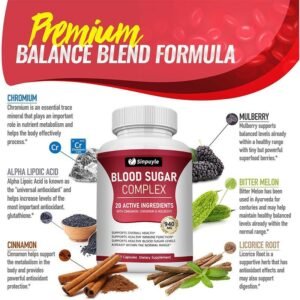 Blood Sugar Complex With Cinnamon, Chromium And Mulberry - 20 Active Ingredients, 60 Capsules - Supports Healthy Blood Sugar Levels