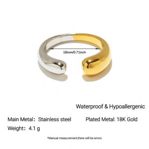 Ins Stainless Steel Titanium Steel Ring, Round Geometric Vacuum 18K Gold Plated, Niche Trendy Stylish Ring For Women
