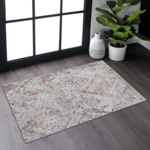 PAYAS 2X3 Beige Geometric Doormat Rug