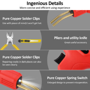 Plastic Welder Garage Tool Hot Staple Staplers Bumper Repair Welding Machine Kit-50W Plastic Repair Welding Tool Set In Red With 2200 Nails With Storage Box