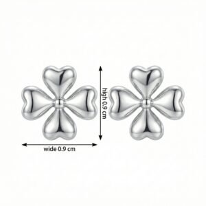 925 Sterling Silver Elegant Sterling Silver Heart-Shaped Four-Leaf Clover Stud Earrings