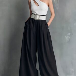 Fashionable Versatile High-waisted Loose-fitting Solid-color Casual Pants