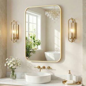 Wall Mirror With Rectangular Metal Frame