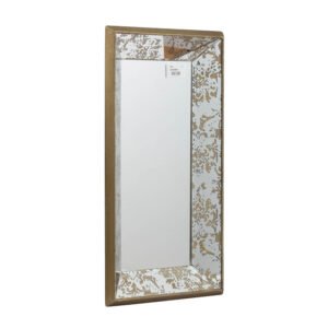 20 X 12 Antique Silver Rectangle Mirror With Floral Accents Mirrored Display Tray Hanging Wall Mirror