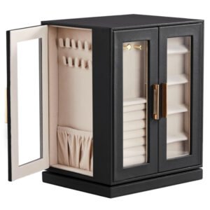 Four Sides With Storage, 5 Drawers That Can Rotate. Black Cabinet Body, Velvet Fabric. Necklace Box.