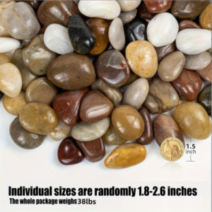 38lbs Decorative Garden Stone Outdoor Landscaping, Walkways, Yard, 1-3 Inch Large Polished River Rocks For Plants Pots, Vases, Crafts