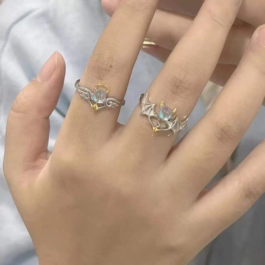 Angel Devil Couple Best Friend Rings, Cool Punk Style, Adjustable Size, Birthday Gift