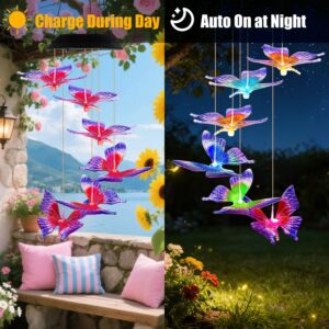1Pc 2Pcs Quantity Options Solar Butterfly Wind Chime 7 Color Changing Wind Chime For Outside IPX4 Waterproof Outdoor Garden Yard Decor
