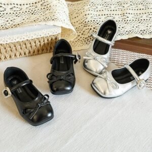 Girls' Leather Shoes, Shallow Mouth Princess Shoes, Korean Version, Girls' Fashionable, Versatile, Casual Single Shoes