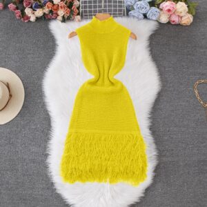 Summer Sleeveless Chic Tassel Sweater Dress