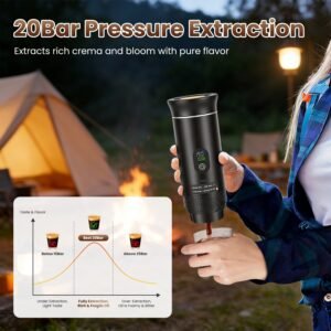 3 In 1 Portable Espresso Machine Cordless Self Heating Coffee Maker With 7500mAh Battery Heating 20Bar Pressure Anti Dry Burn Fit For Ground Coffee Capsules For Camping Hiking RV Home