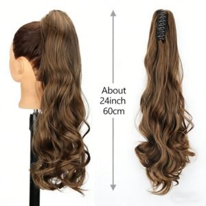 Clip-in Ponytail Hair Extension 22 Inches Wavy CurlySynthetic Wig For Women High-Quality Hairpiece Easy-to-Wear Lightweight