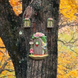 Resin Fairy Door And Windows Miniature Sculpture For Trees Outdoor Decor