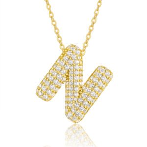 Bubble Letter - N-shaped Jewelry Pendant Featuring Top-quality Moissanite, In A Luxurious And Fashionable Light Luxury Trend. Made Of S925 Silver Electroplated With Gold.