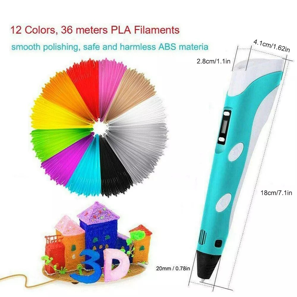 12 Colours PLA 3D Printing Pen Set Doodle Printer Drawing Filament Gift For Kids - Image 5
