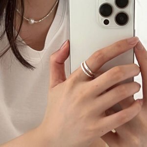 S925 Sterling Silver Double Layer Chain Ring For Women, Korean Minimalist Elegant Style, Fashionable & Versatile Niche Open Design Index Finger Ring