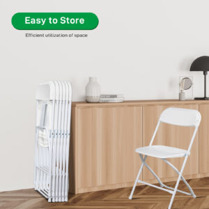 4Pcs Folding Chair, 350LBS Lightweight Foldable Plastic Chair, Reinforced Metal Frame Easy To Fold & Store For Indoor & Outdoor, Wedding, Party, Meeting Room, Patio And Garden
