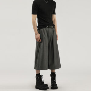 Wide-leg Pleated Draping Mens Suit Pants Shorts