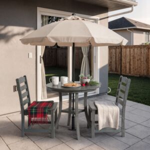 3-Piece Outdoor Dining Set - HDPE Round Patio Table And 2 Armless Chairs, Heavy-Duty And All-Weather, Great For Balcony Or Lawn