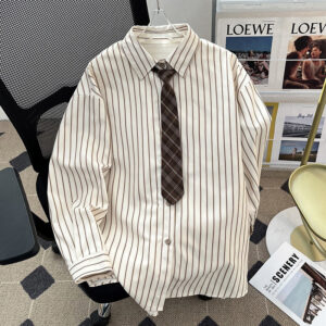 Men's Fashionable Loose-Fit Lapel-Style Striped Shirt