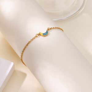 Japan-Korea Style Minimalist Colorful Dripping-Oil Moon Bracelet For Women