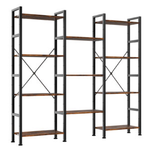A Wide Bookshelf With Adjustable Shelves, Which Can Be Transformed Into An Industrial-style Display Unit With Three Columns And Four Layers.