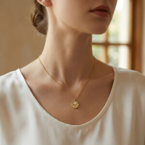 925 Sterling Silver Elegant Circular Butterfly Pendant Necklace with Shimmering Stone Accents