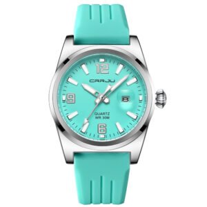 Unisex Round Calendar Waterproof Rubber-Strap Watch
