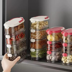 Octagonal Grid Multi-layer Sealed Spice Storage Box