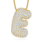 Bubble Letter-E Luxurious And Fashionable Light Luxury Trend Jewelry Silver Pendant Set With Top-quality Moissanite, Made Of S925 Silver-plated Gold Material.