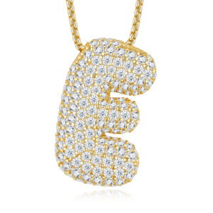 Bubble Letter-E Luxurious And Fashionable Light Luxury Trend Jewelry Silver Pendant Set With Top-quality Moissanite, Made Of S925 Silver-plated Gold Material.