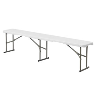6 Foot Fold In Half,Portable Folding Bench, Powder Coated Steel Frame, Lightweight, Stain Resistant, Non Marring Foot Caps, Indoor Outdoor Portable Seating