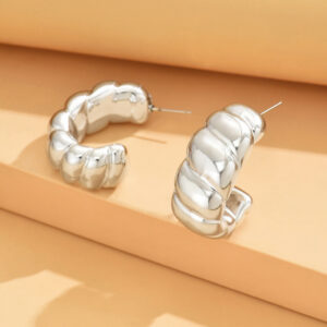 Ins Viral Luxury Earrings, High-End Beach Vacation Style, Geometric Bold Studs & Hoops For Women