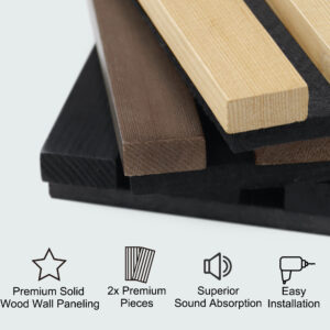 2 Pack Acoustic Solid Wood Wall Panels, 94.49 X 12.6 Soundproof Wall Panels, Wood Slat Wall Panels For Wall Decor
