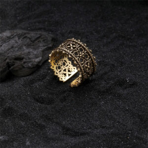 Fade Resistant Silver Plated Copper Ring Mid-Ancient Style Zircon Finger Ring