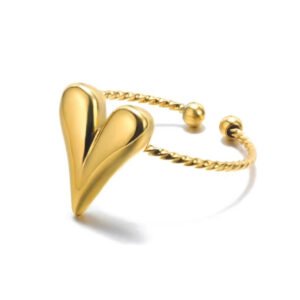 Elegant Delicate Women Band, Irregular Smooth Heart Titanium Steel Ring
