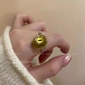 Vintage Burgundy Flocked Bow Open Ring, Sweet Girl Aesthetic Niche Design Adjustable Finger Ring