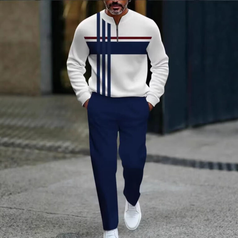 Casual Fashion Men’s Long-Sleeve Pants Set