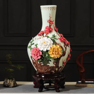 New Chinese-style Ceramic Flower Vase Handcrafted Porcelain