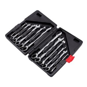 12pcs Fixed Spanners Ratchet Wrench Kit 8-19mm High-Torque Hand Tool Set For Garage, Workshop & Household Repairs