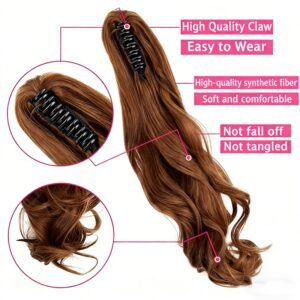 Clip-in Ponytail Hair Extension 22 Inches Wavy CurlySynthetic Wig For Women High-Quality Hairpiece Easy-to-Wear Lightweight